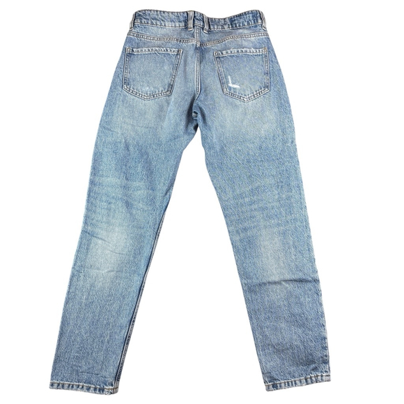 Dynamite Straight Leg Mid Rise Jeans Denim Distressed Frayed Blue Pants SIZE 24 - Picture 3 of 13